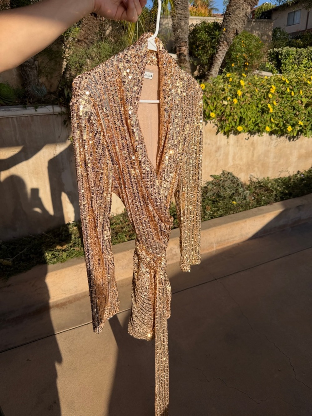 Zara Gold Sequin Dress with Wrap Detail